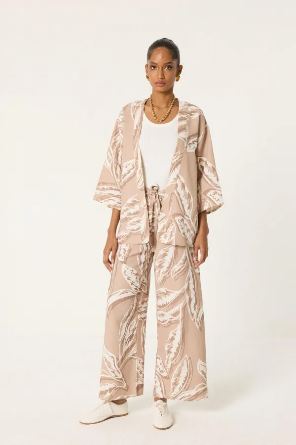 DESENLİ  KİMONO PANTOLON TAKIM