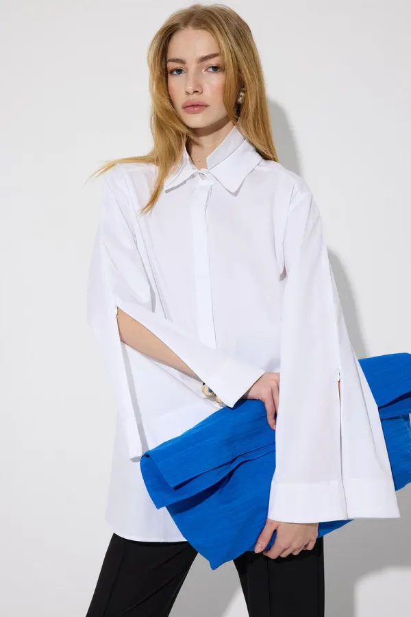 DOUBLE COLLAR SLEEVE ZIPPERED SHIRT DOUBLE COLLAR SLEEVE ZIPPERED SHIRT