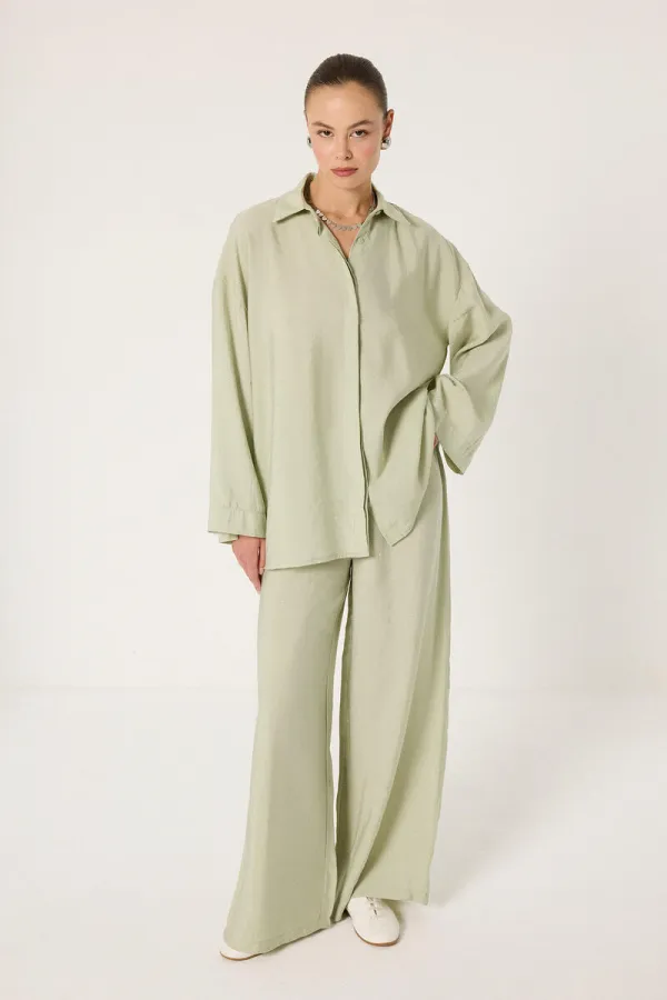 ENSEMBLE CHEMISE ET PANTALON EN MODAL ORNÉ DE PIERRES