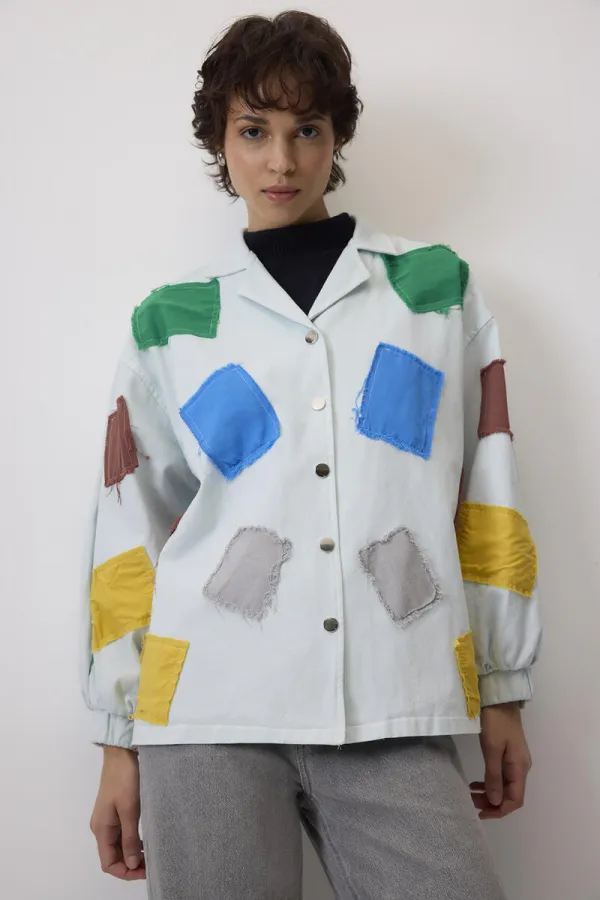 COLORFUL PATCHED GABARDINE JACKET