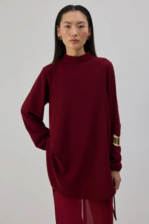 STAND COLLAR CREPE TUNIC STAND COLLAR CREPE TUNIC