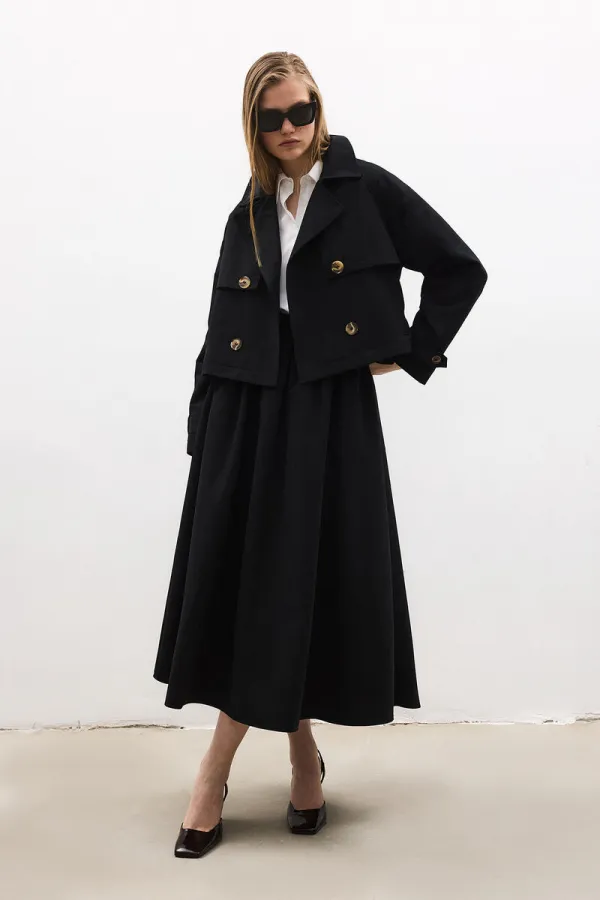 TRENCH COAT AND SKIRT SET