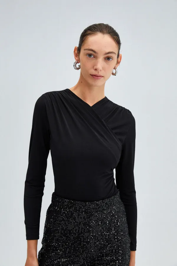 DRAPED SNAP-BUTTON BODYSUIT