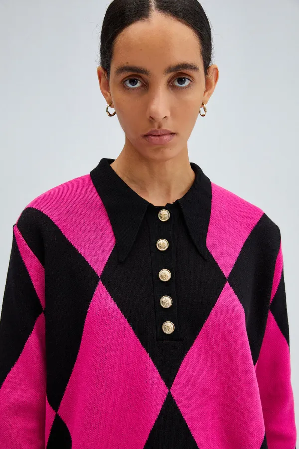 BAKLAVA PATTERNED POLO NECK KNITWEAR TUNIC BAKLAVA PATTERNED POLO NECK KNITWEAR TUNIC