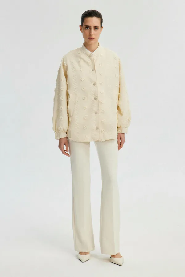 VESTE BOMBER EN DENTELLE À FLEURS