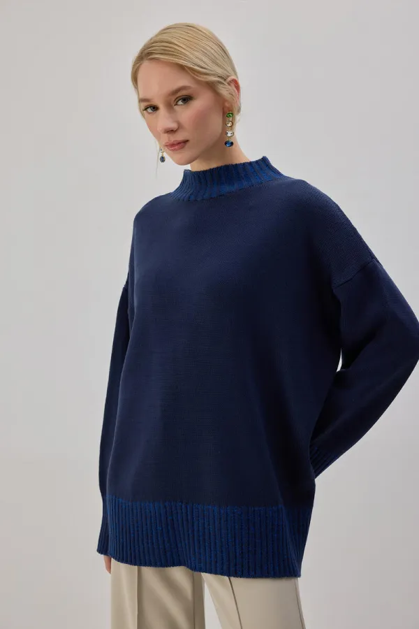 CONTRASTING COLORS KNITTED TUNIC