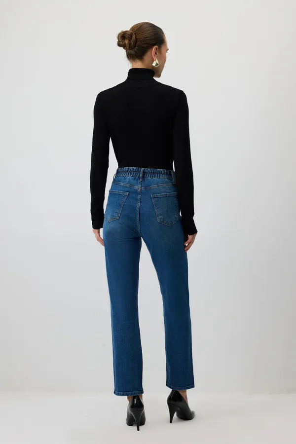 ELASTIC WAIST DENIM PANTS