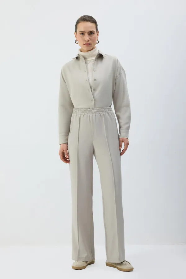 RIBBED PANTS WITH ELASTIC WAISTBAND RIBBED PANTS WITH ELASTIC WAISTBAND