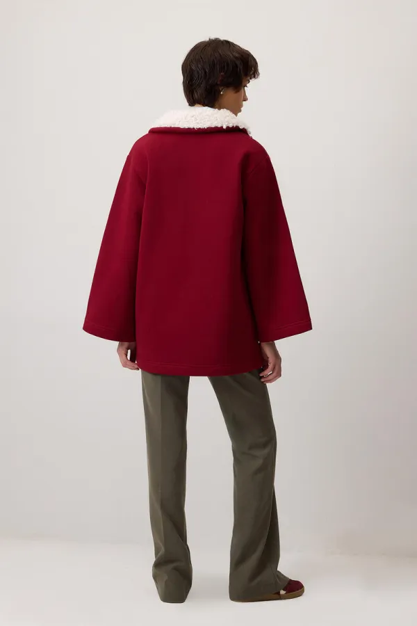 FUR-COLLARED SWEATSHIRT