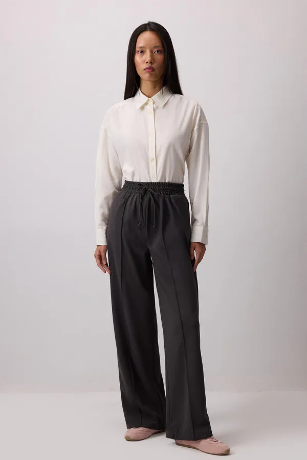 RIBBED PANTS WITH ELASTIC WAISTBAND RIBBED PANTS WITH ELASTIC WAISTBAND