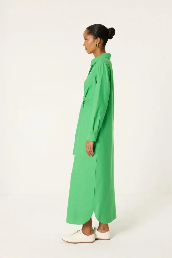 BELTED SHIRT COLLAR DRESS