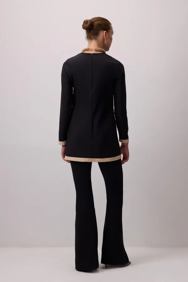 CONTRASTING COLORED CREPE TUNIC