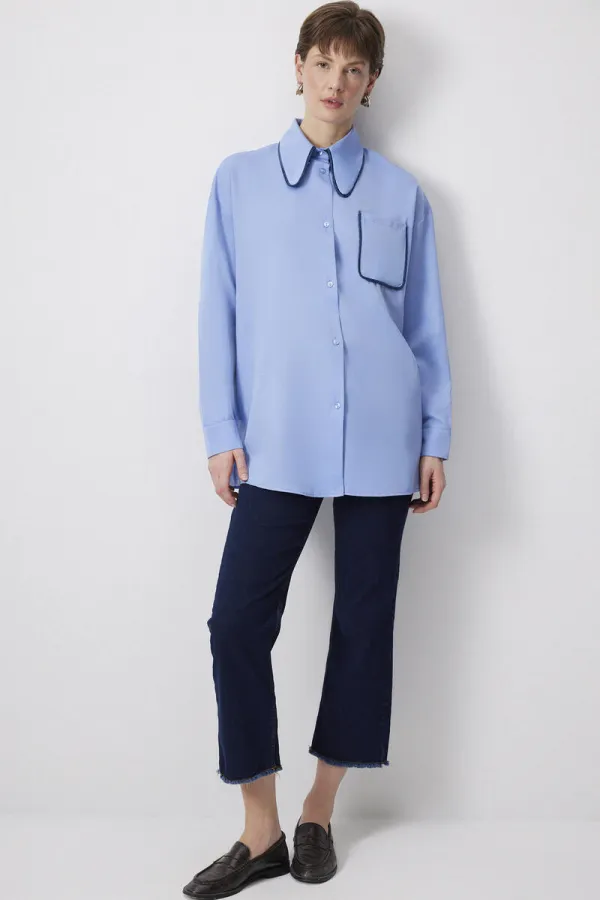 BİYE DETAYLI SATEN GÖMLEK