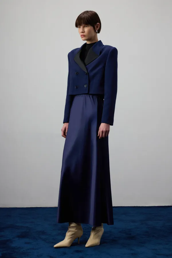 SHORT BLAZER JACKET WITH SATIN COLLAR