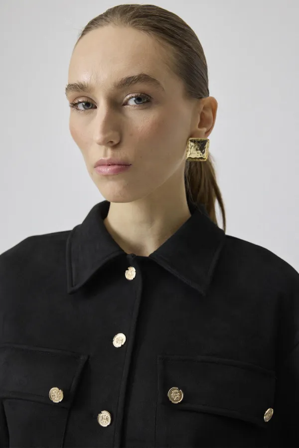 SUEDE JACKET WITH CHAIN BELT