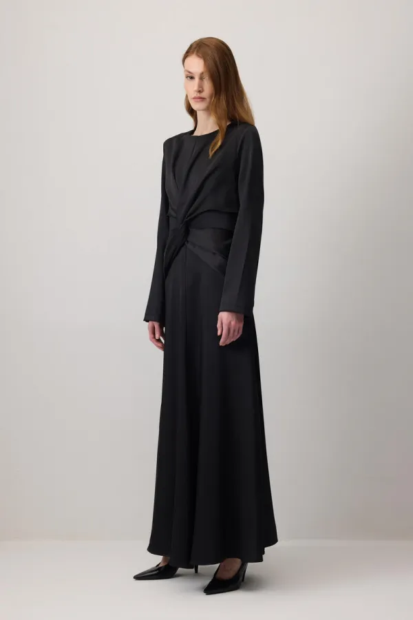 DRAPELİ SATEN ELBİSE