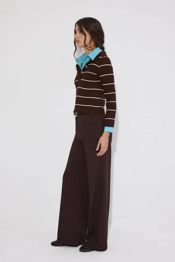 POLO YAKA ÇİZGİLİ TRİKO KAZAK