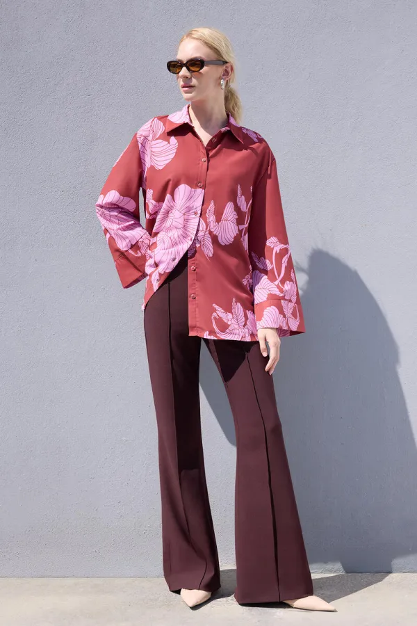 CHEMISE EN SATIN À MOTIFS