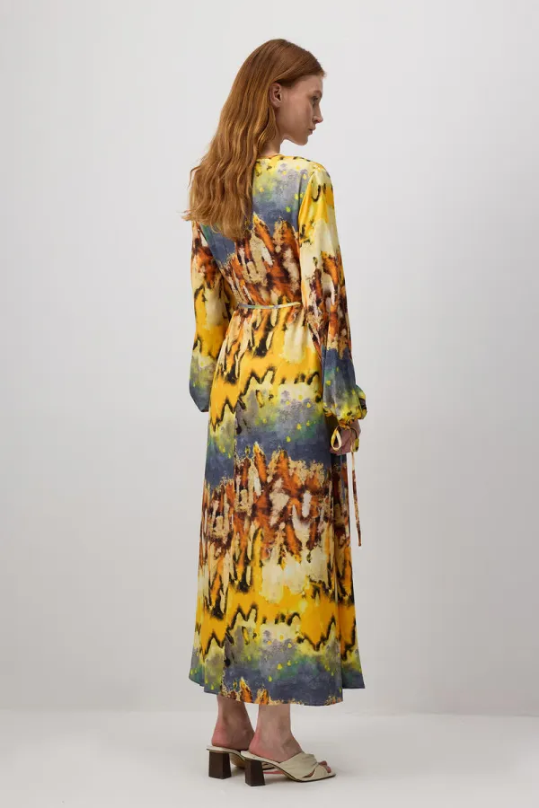 ROBE EN VISCOSE À MOTIFS