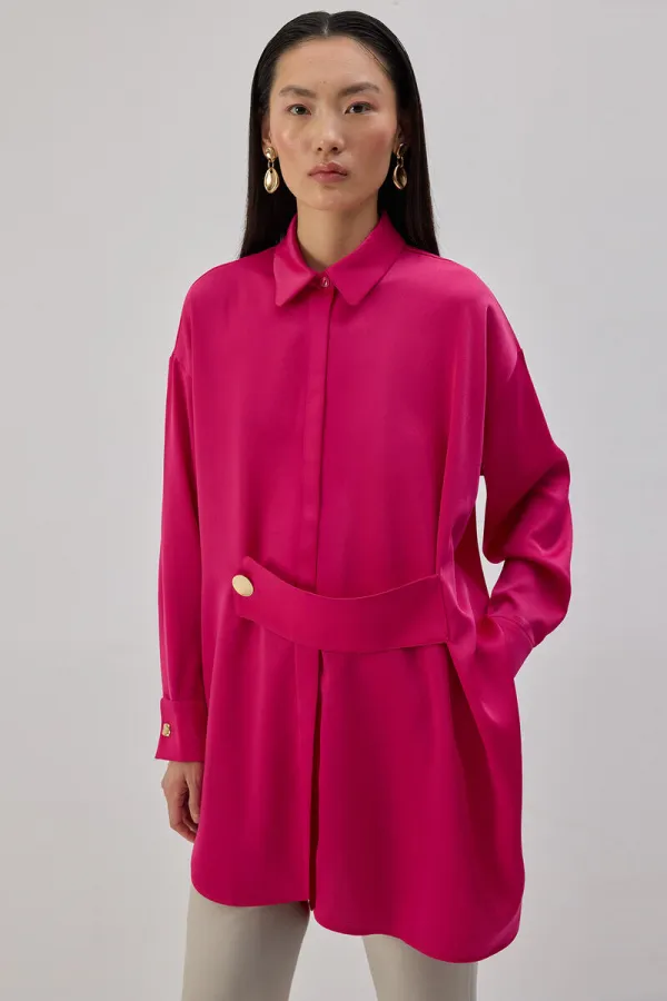 OVERSIZE BANTLI SATEN GÖMLEK