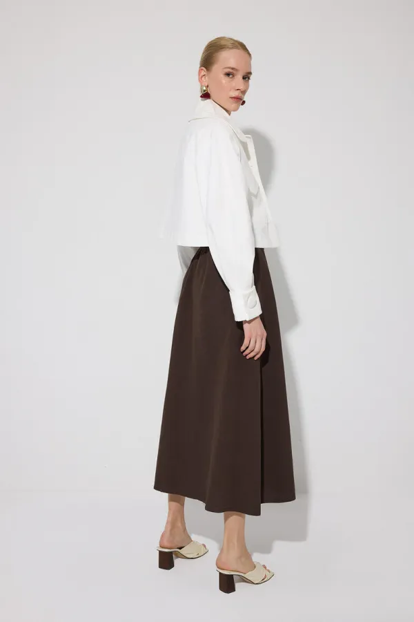 JUPE À TAILLE ÉLASTIQUE AVEC POCHES