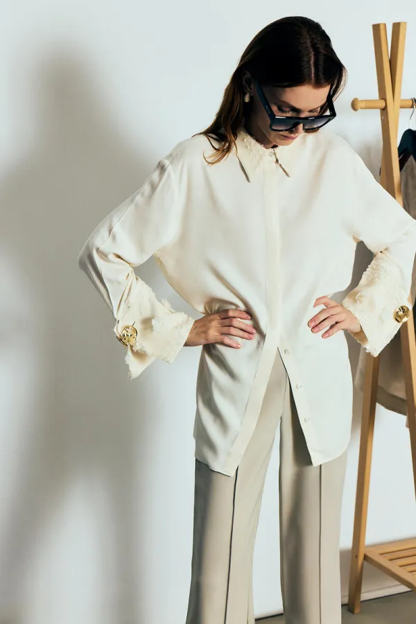 FLORAL LACE VISCOSE SHIRT