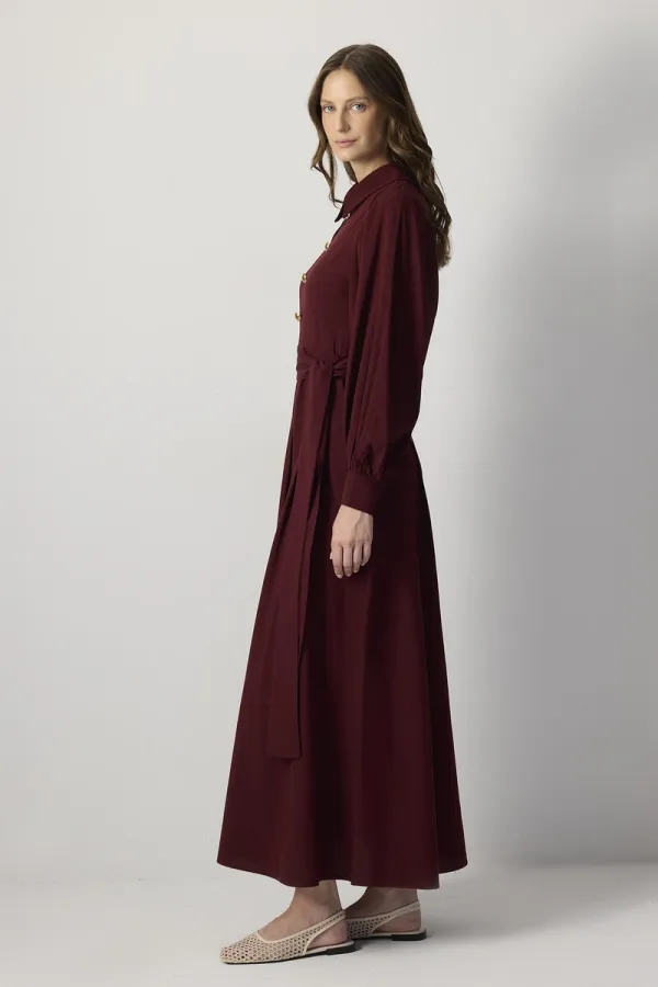PLEATED SHIRT COLLAR DRESS