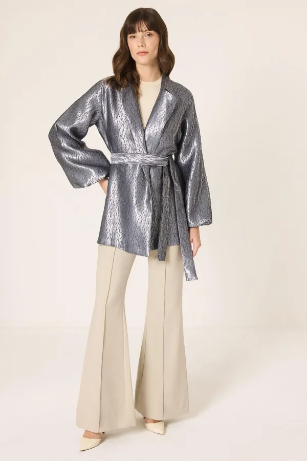 VESTE JACQUARD AVEC DÉTAIL DE CEINTURE