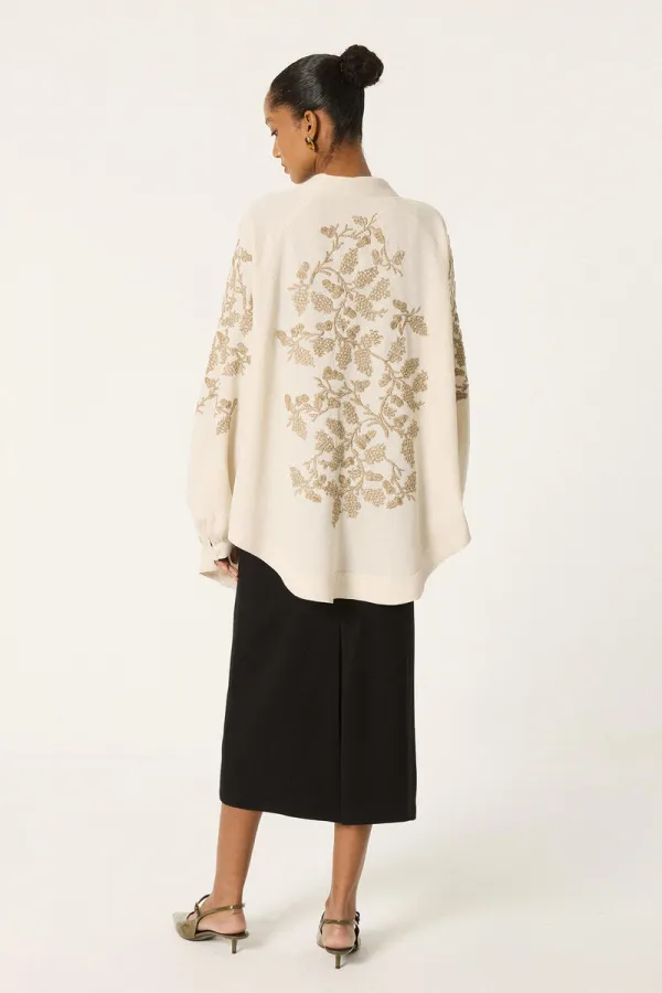 Embroidered oversize kimono