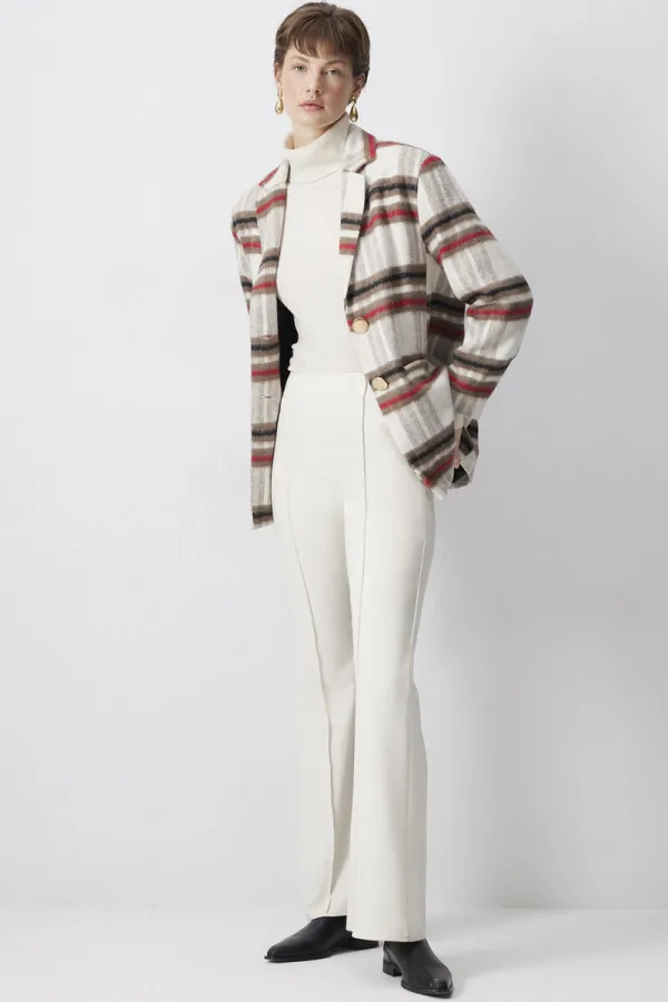 VESTE BLAZER À BOUTONS DORÉS À CARREAUX