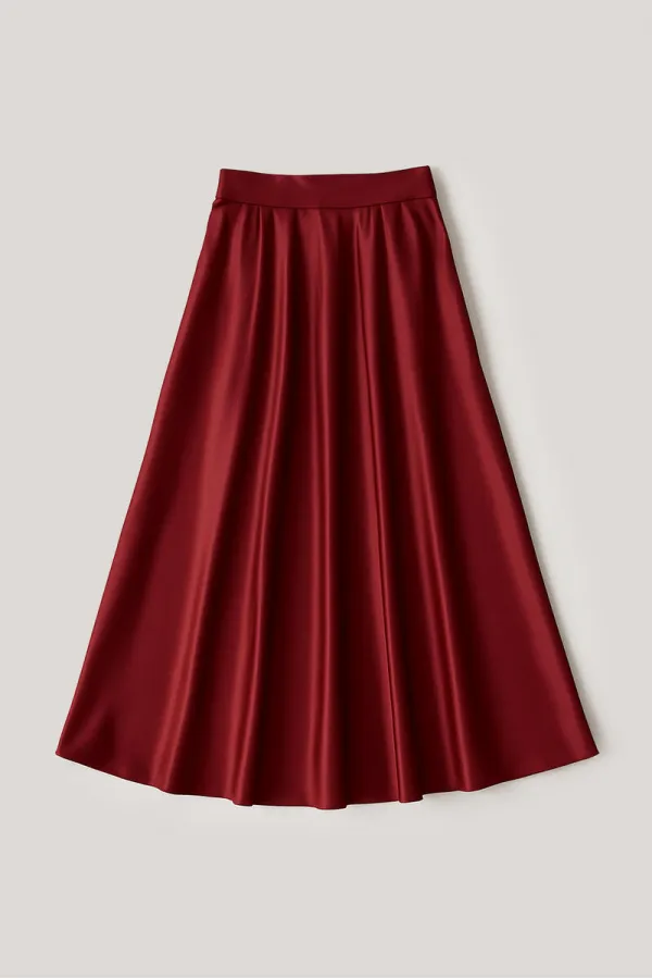 JUPE EN SATIN À VOLANTS