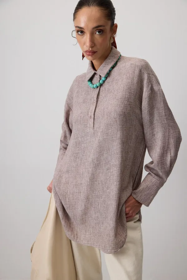 Tunique mélangée à col chemise