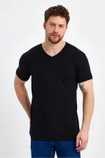 Men's V-Neck Basic Red T-Shirt