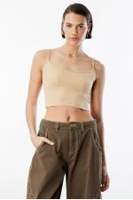 Débardeur court à bretelles en tissu scuba pour femme