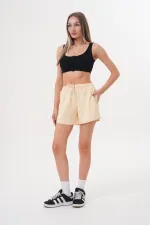 Kadın Modal Şort Beli Lastikli Cepli Şort MODAL-ŞORT