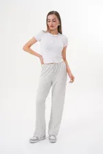 Women's Soft Knitted Trousers with Elastic Waist and Pockets