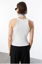 Débardeur basique pour femme à bretelles larges et aspect côtelé TOP1