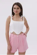 FundaChoosesXGenius Kadın Pileli Şort İç Göstermez Lamineli Kadın Şort PİLELİ-ŞORT