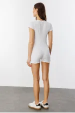 Fitilli Kısa Kollu Kısa Tulum Short Romper KISAKOL-TULUM