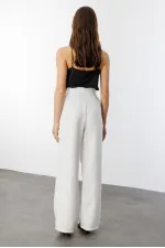 Women's Pleated Fabric High Waist Palazzo Trousers PANTS-002