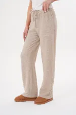 Women's Soft Knitted Trousers with Elastic Waist and Pockets