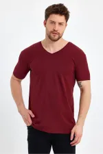 Men's V-Neck Basic Red T-Shirt