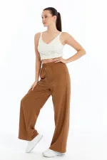 Kadın Pantolon Keten Karışımlı Belİ Lastikli Kırışmaz Kumaş Pantolon KETEN-PANTOLON
