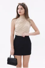 FundacshoosesXGenius Women's Darted Skirt, Non-See-Through Laminated Women's Skirt WOMEN'S SKIRT