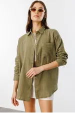 Oversize Basic Müslin Kadın Gömlek KADIN-MÜSLİN-GÖMLEK