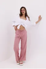 Kadın Pantolon Geniş Paça Pamuklu Viskon Cepli Pantolon Beli Lastikli GENİŞPAÇA-PANTOLON