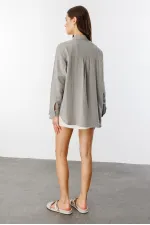 Oversize Basic Müslin Kadın Gömlek KADIN-MÜSLİN-GÖMLEK