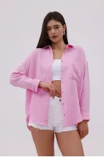 Oversize Basic Müslin Kadın Gömlek KADIN-MÜSLİN-GÖMLEK