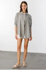 Oversize Basic Müslin Kadın Gömlek KADIN-MÜSLİN-GÖMLEK