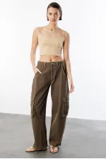 Débardeur court à bretelles en tissu scuba pour femme